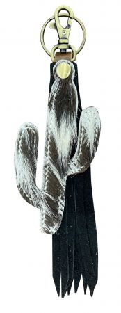 Showman Hair on Cowhide Cactus Shaped Keychain